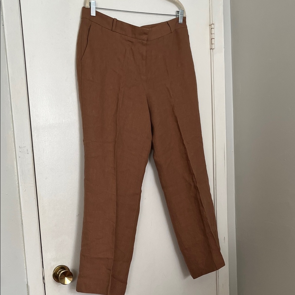Talbots Men's Rust-Brown Linen Trousers - Picture 4 of 5